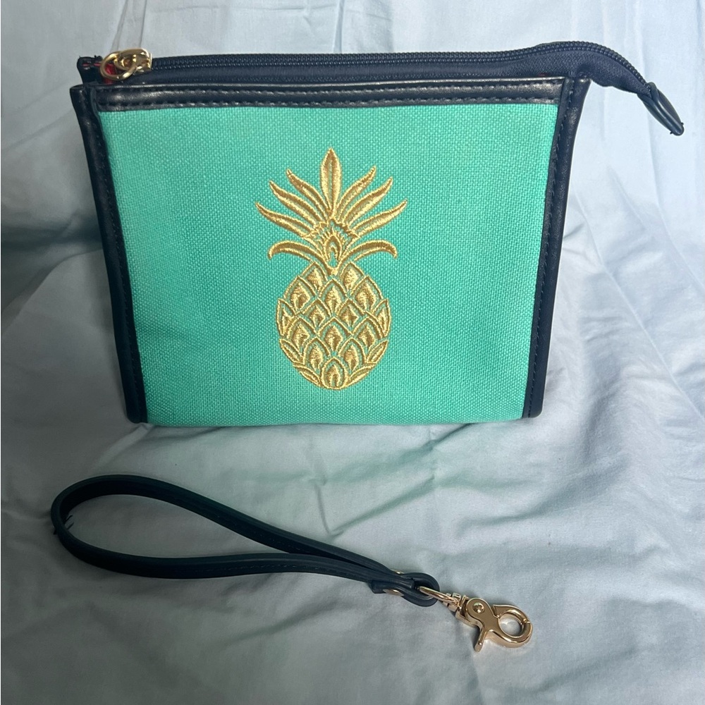 Spartina 449 Green and Gold Clutch with Embroidered Design